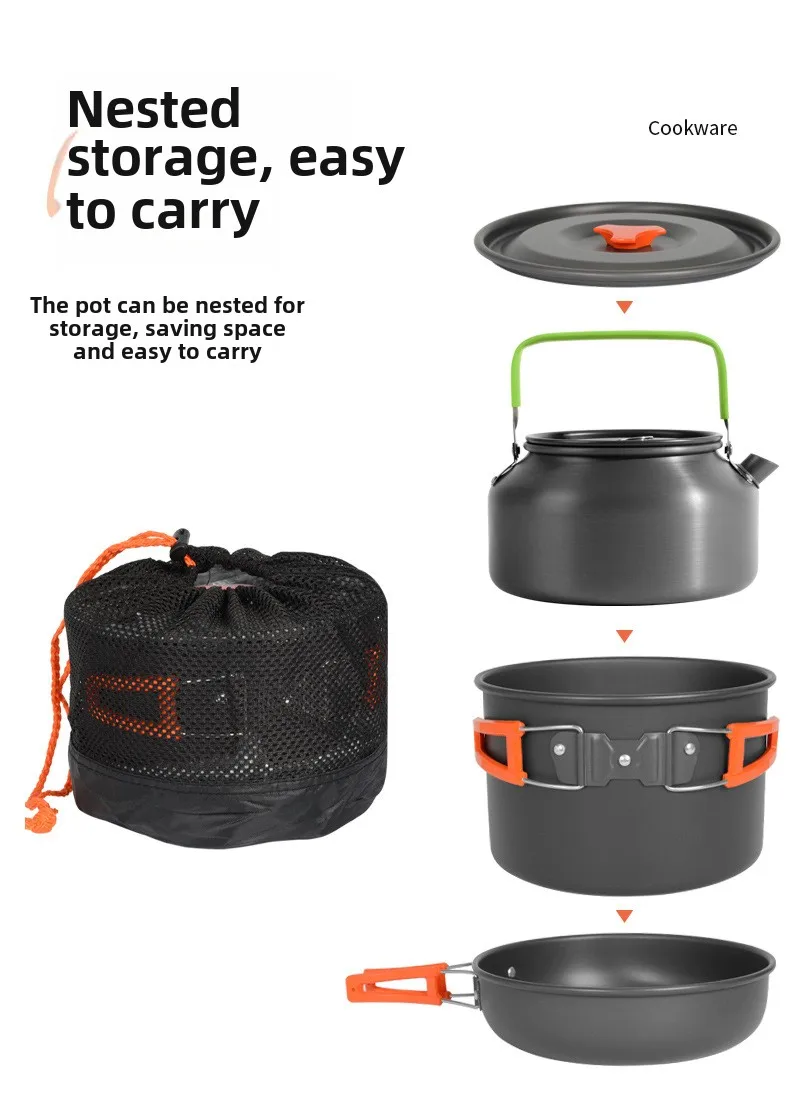 Nesting Camping Cooking Set - DS-308 Kit de cuisine d'extérieur grande