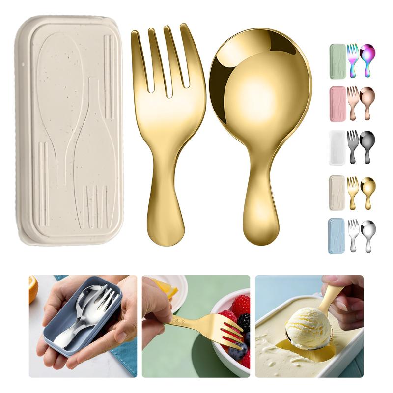Camping Cooking Cutlery Set - Ensemble de vaisselle en acier inoxydable,