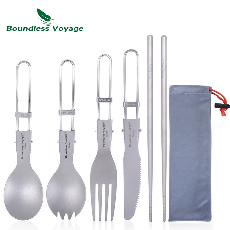 Camping Cooking Cutlery Set - Couverts de Camping en titane, Voyage