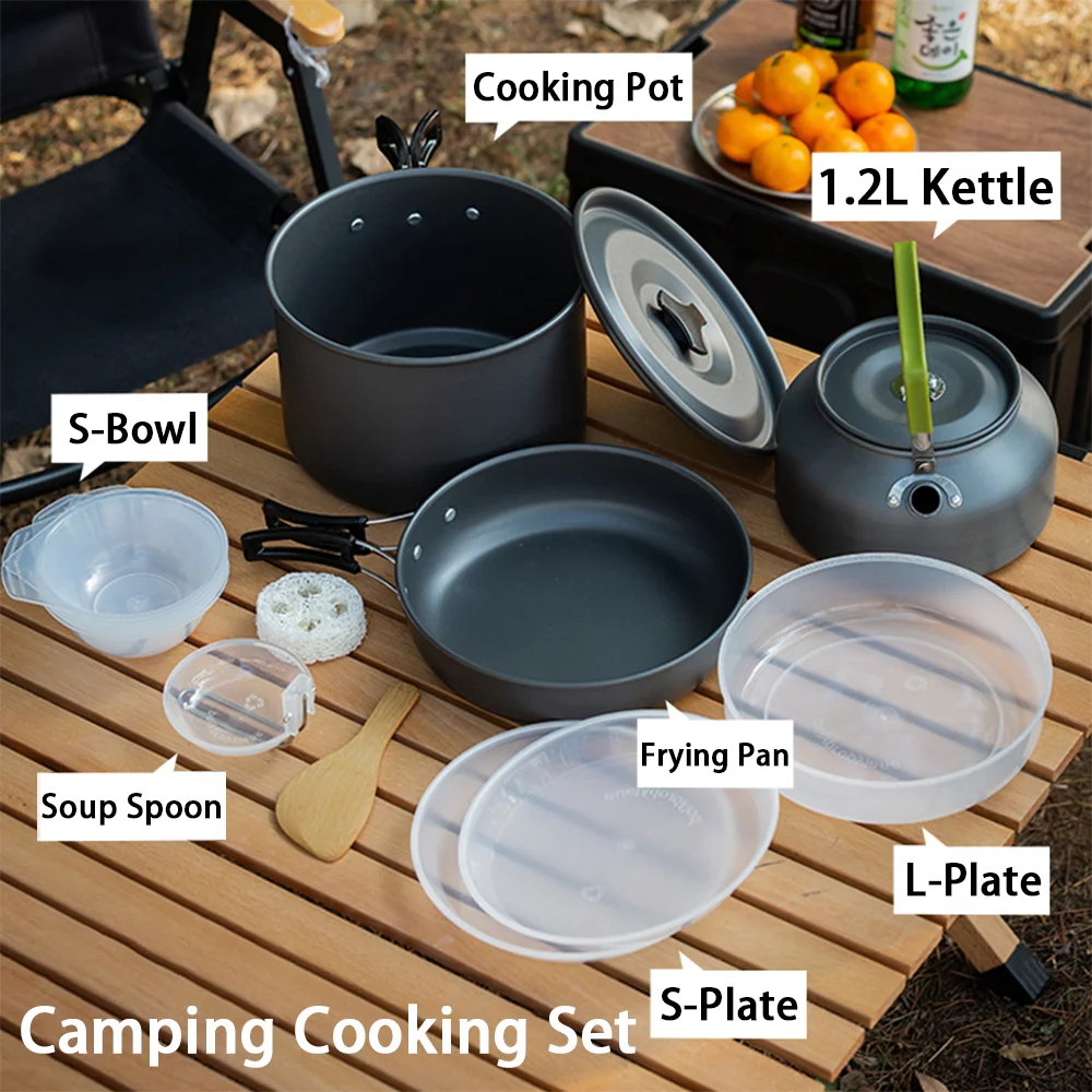 Nesting Camping Cooking Set - Kit de cuisine de camping antiadhésif