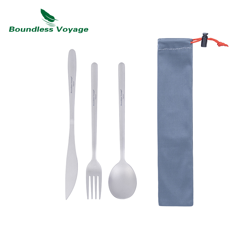Camping Cooking Cutlery Set - Boundless Voyage Titanium QueSet, Camping, Couverts