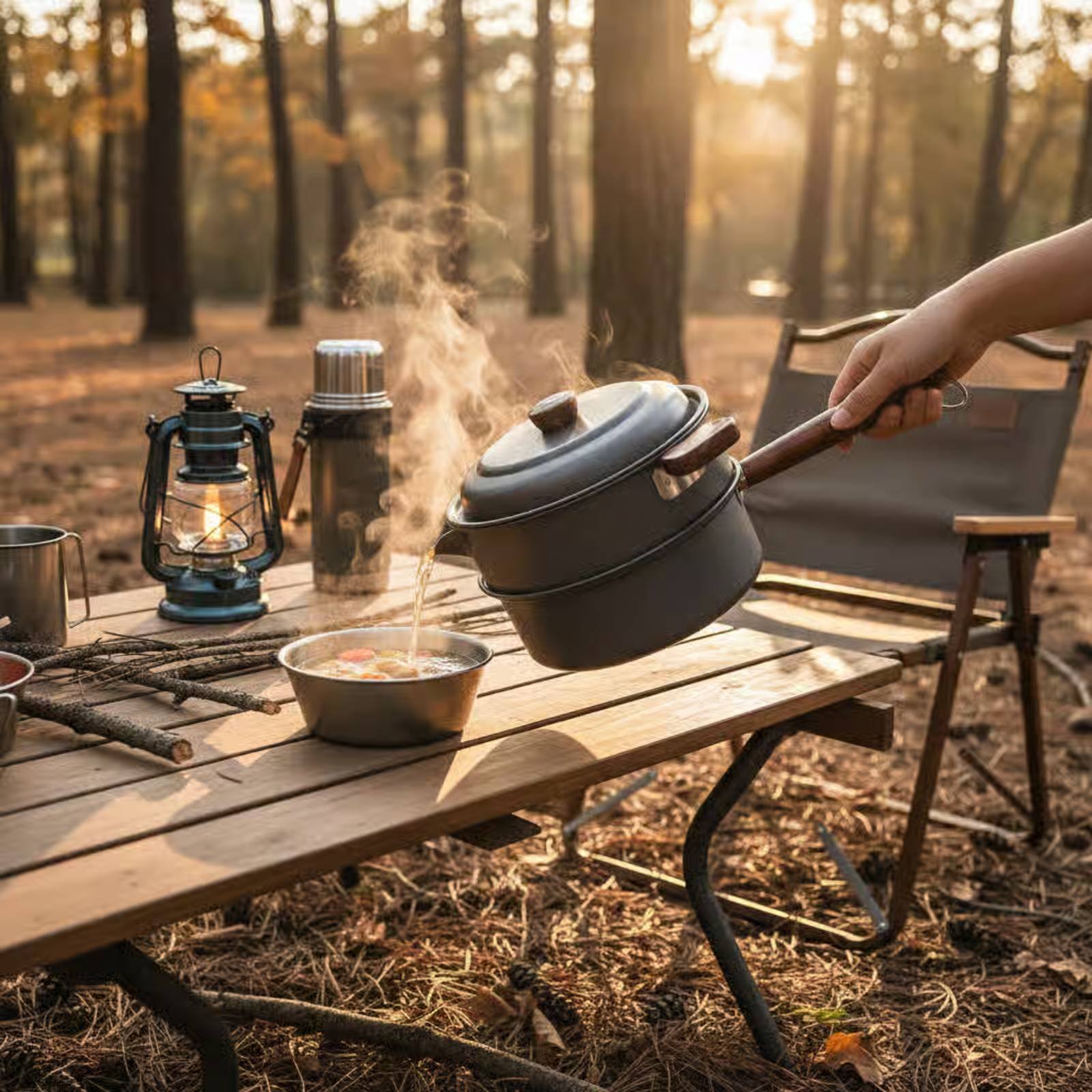 Nesting Camping Cooking Set - Marmite de cuisson extérieure 3L légère,
