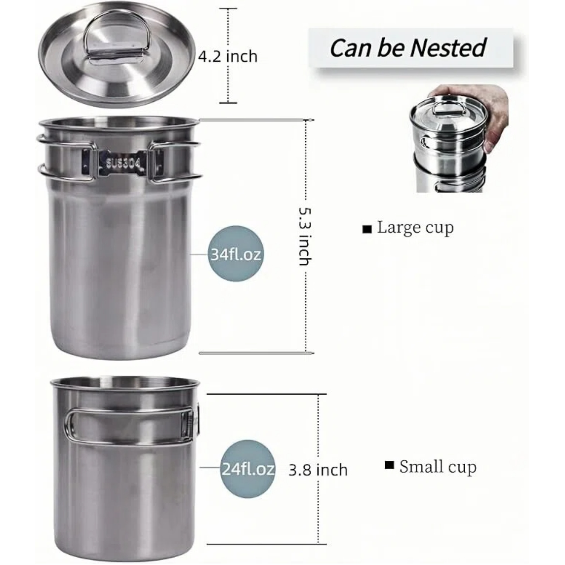 Tasses et mugs de camping plia - Camping Cooking Pot Stainless Steel avis et prix