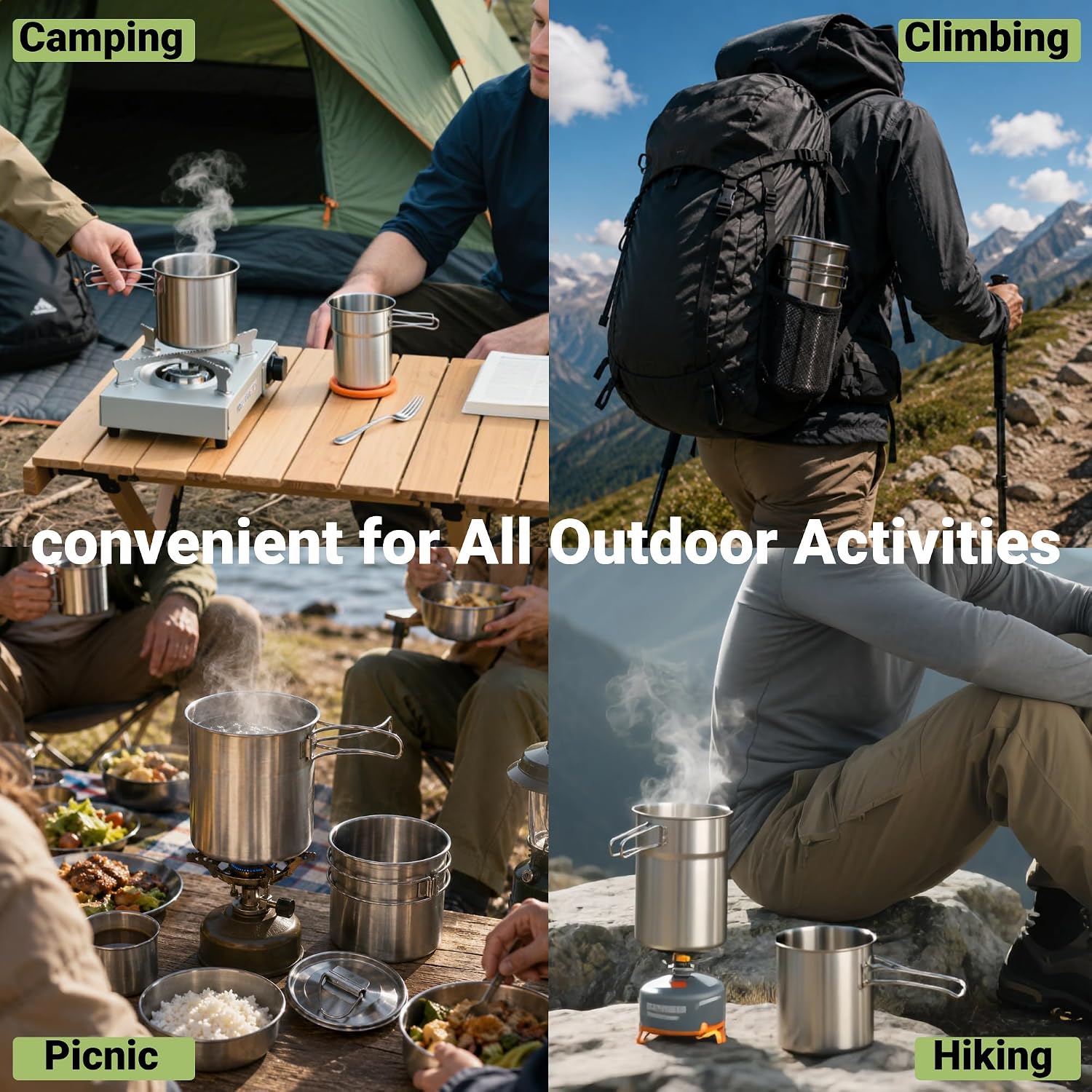 Tasses et mugs de camping plia - Camping Cooking Pot Stainless Steel avis et prix