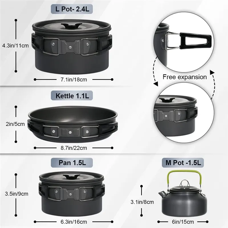 Ensemble d'ustensiles de cuisi - Nesting Camping Cooking Set avis et prix