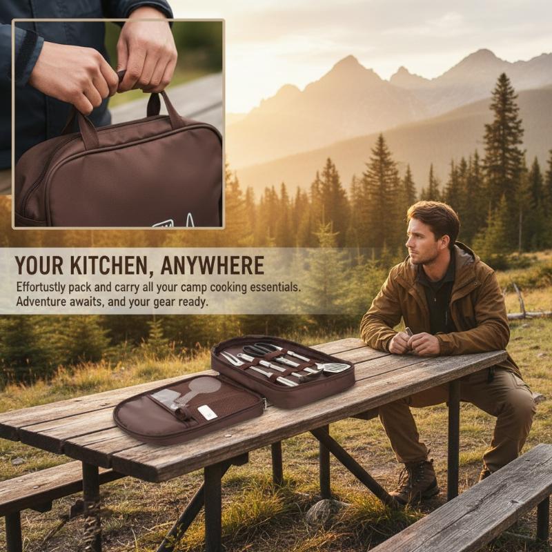 Sac de rangement pour cuisine  - Camping Cooking Utensil Organizer avis et prix